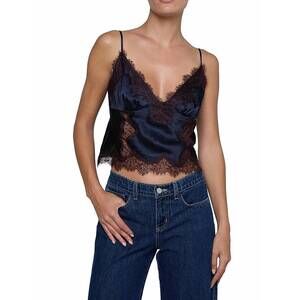 NEW L'AGENCE kimber lace cami in midnight dark malbec
